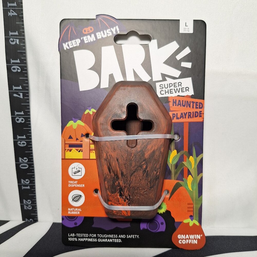 NWT Bark Super Chewer Gnawin' Coffin Dog Toy L